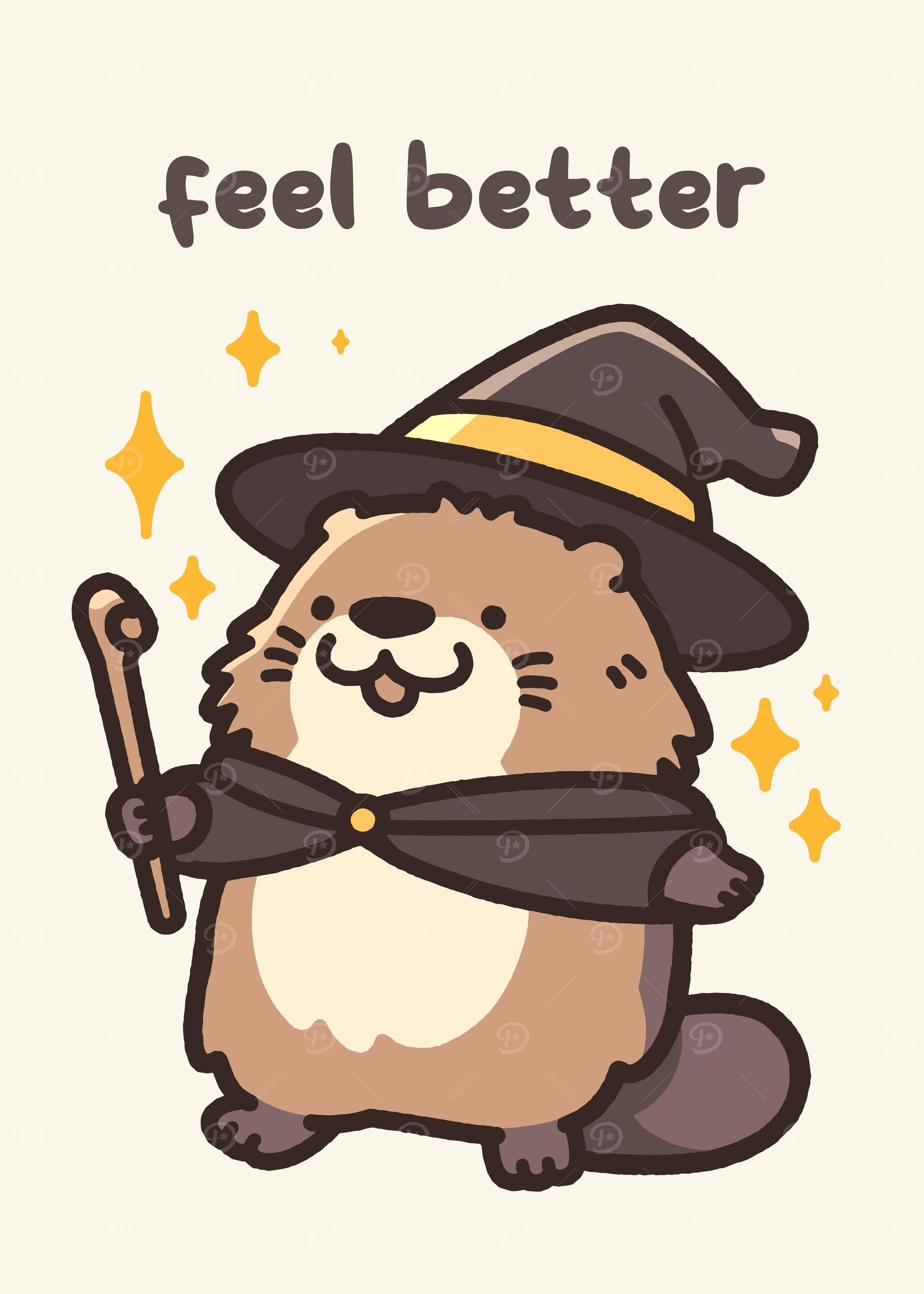 Feel Better Otter Wizard Illustration