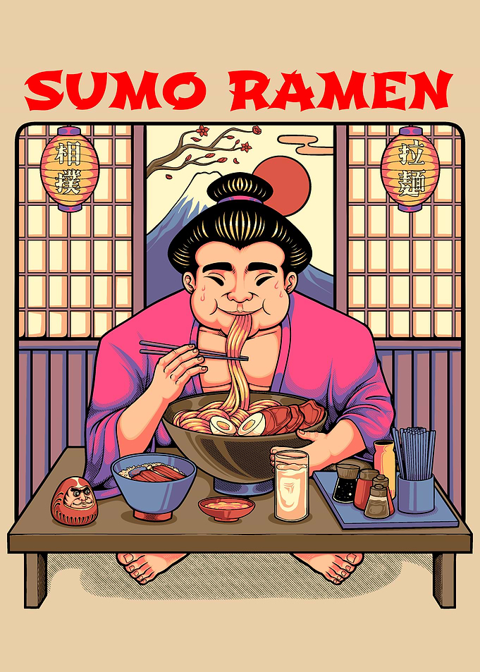 Sumo Ramen Illustration