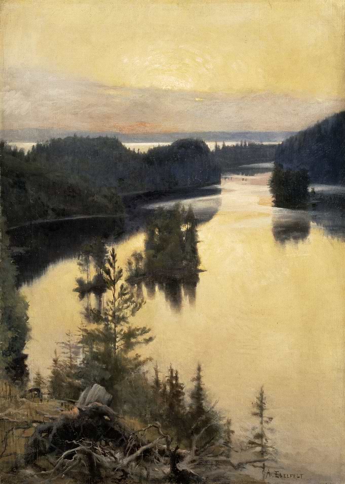 Golden Lake Landscape Painting