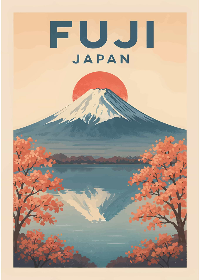 Mount Fuji Japan Travel Poster