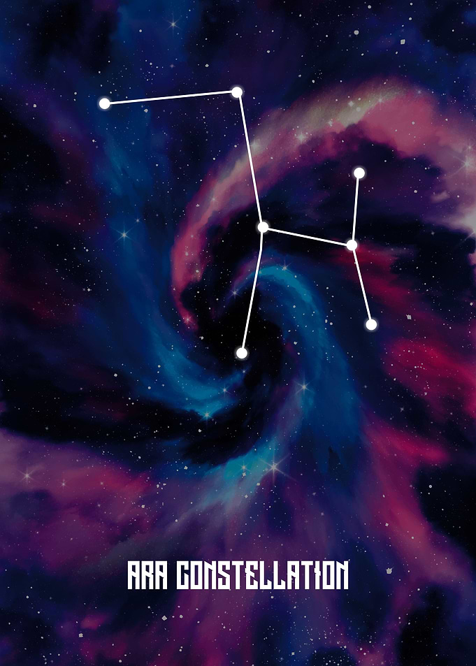 Ara Constellation on Nebula Background