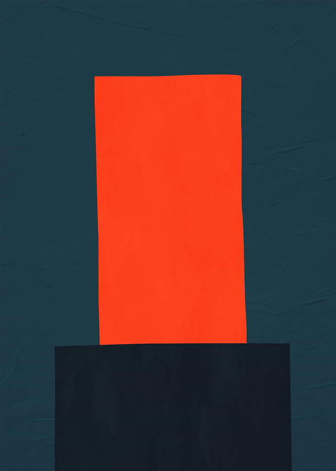 Abstract Rectangles: Orange and Dark Blue
