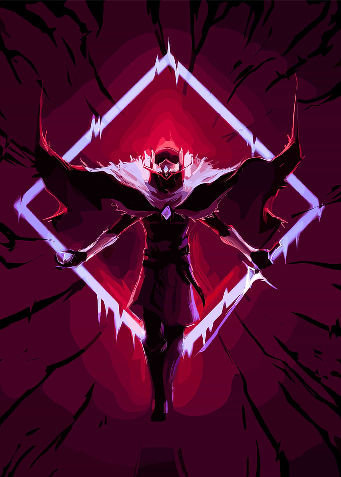 Hyper Light Drifterwith Glowing Diamond Backdrop