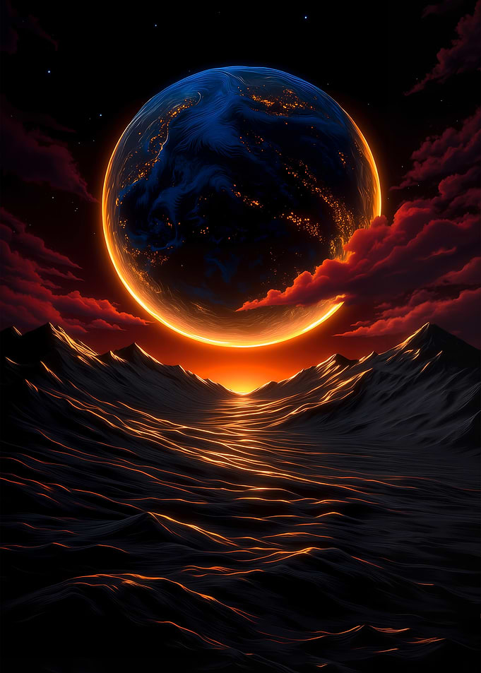 Planetary Landscape with Glowing Horizon
