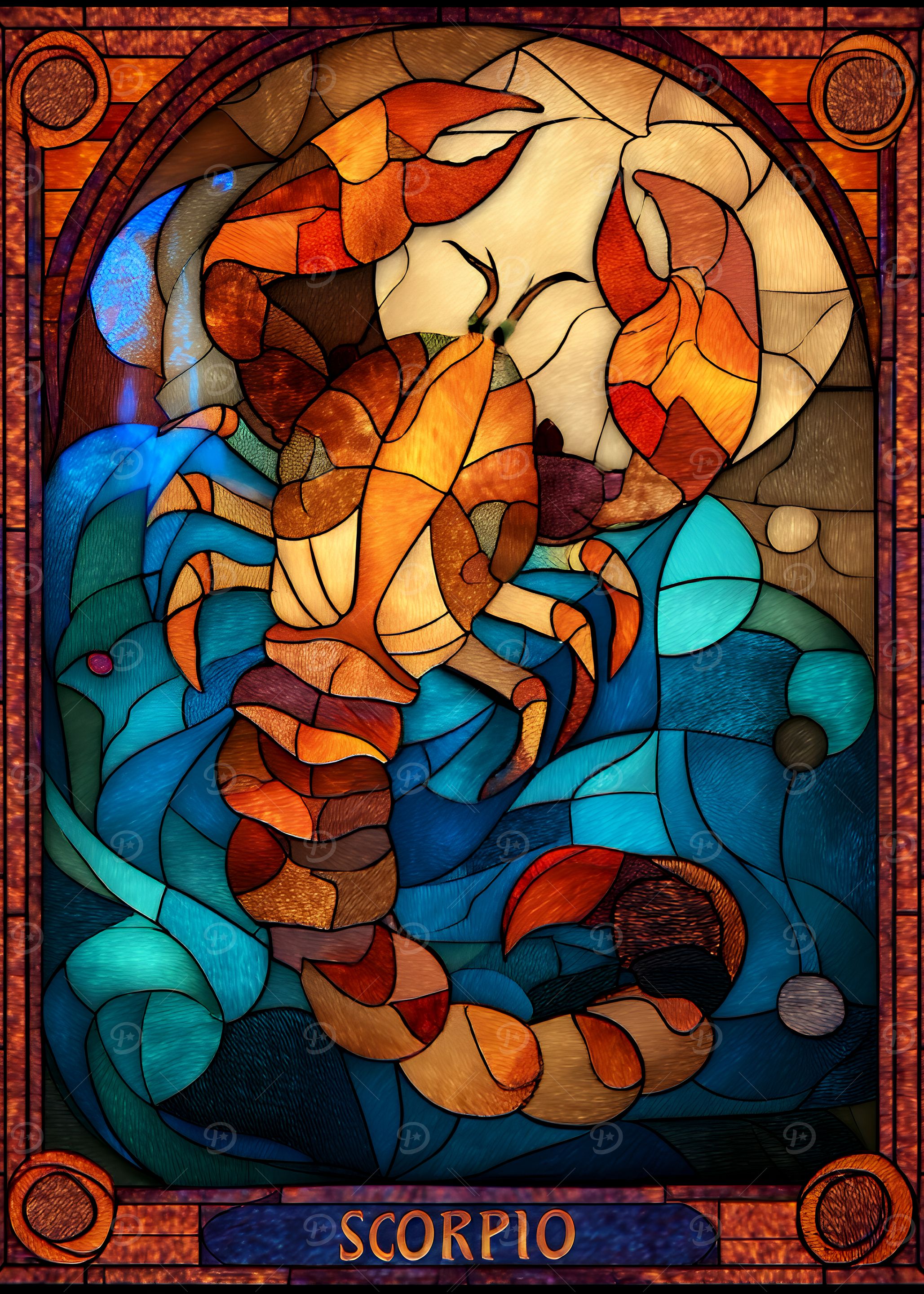 Scorpio Zodiac Sign Stained Glass Art