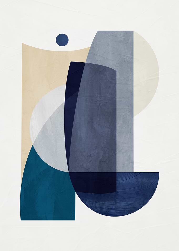 Abstract Geometric Shapes in Blue and Beige