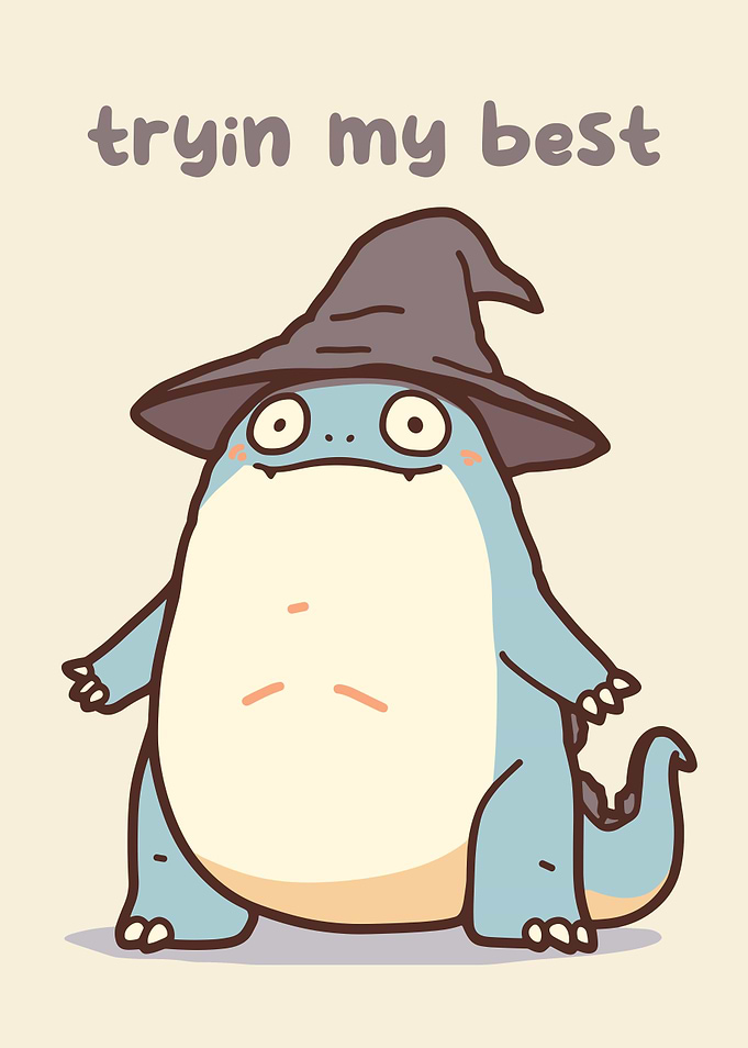 Cartoon Monster Wizard 'tryin my best'