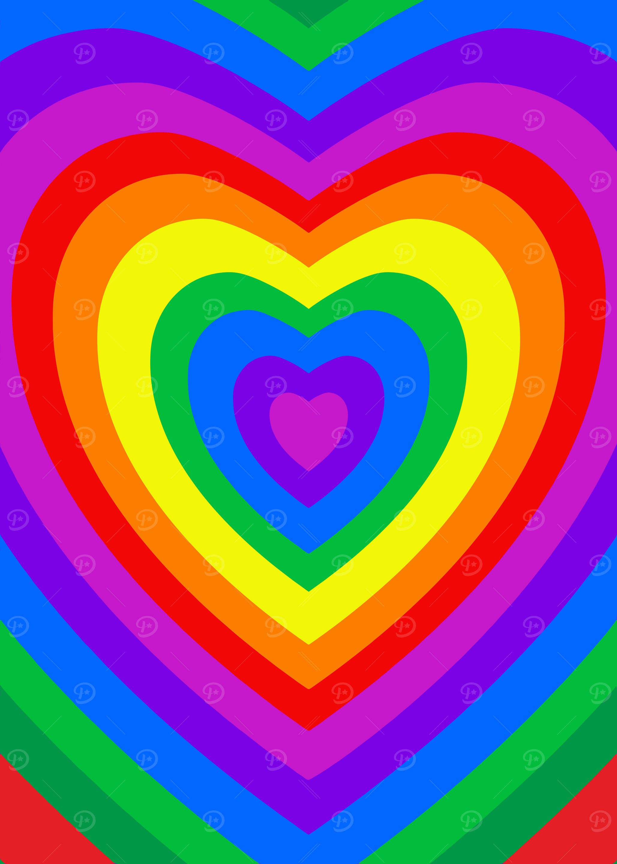 Rainbow Heart Concentric Pattern