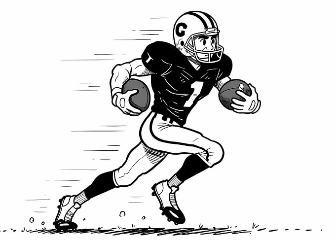 American Football Player Cartoon Illustration