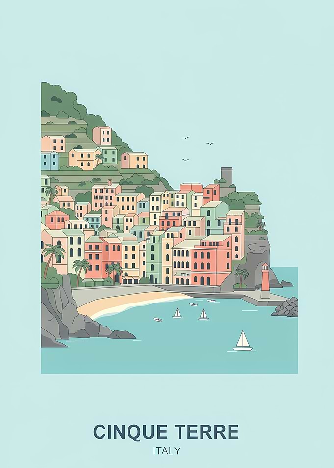 Cinque Terre, Italy Illustration
