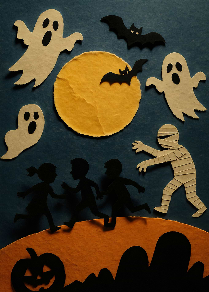 Halloween Night Scene Paper art