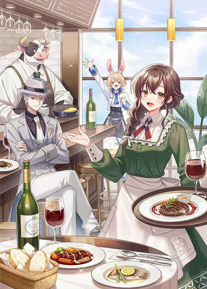 Anime Restaurant Scene with Animal Characters