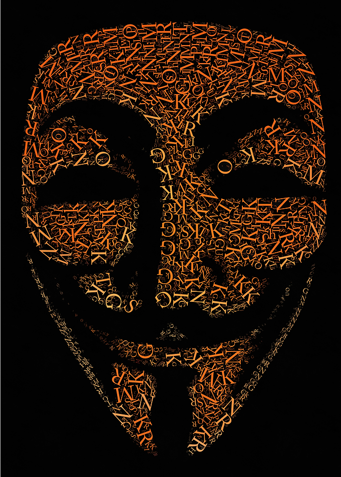Anonymous Mask Made of Letters
