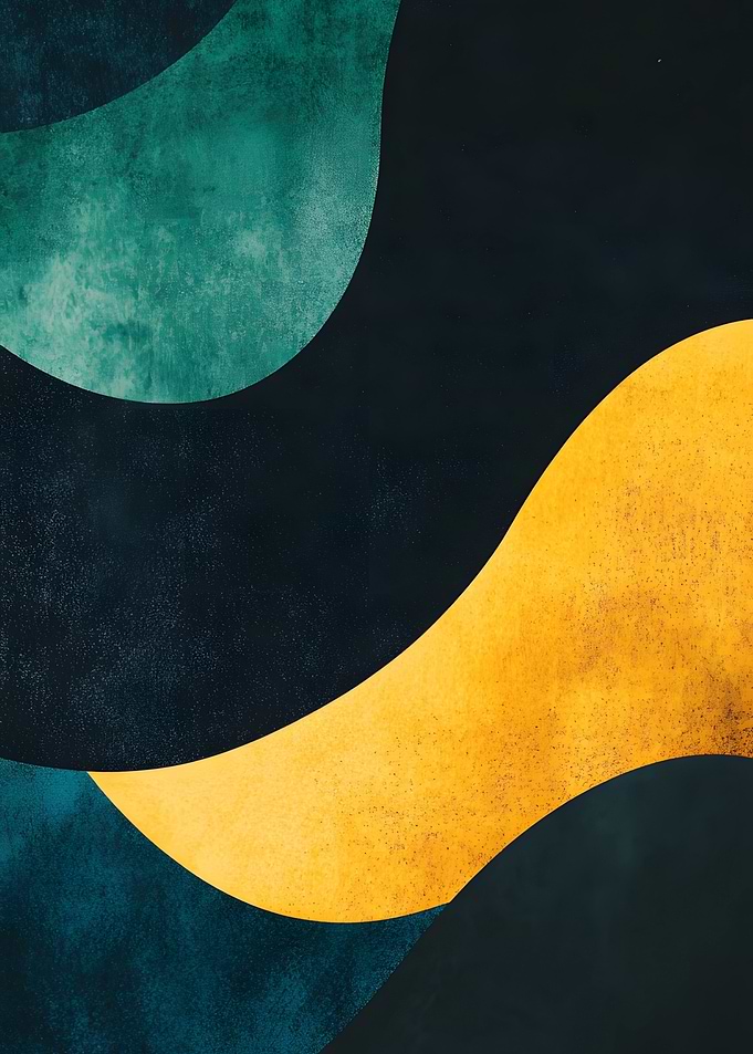 Abstract Shapes in Teal and Yellow