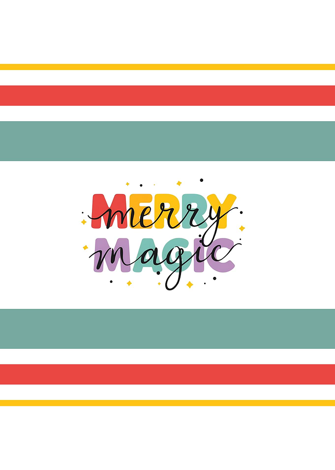 Merry Magic Colorful Striped Holiday Card