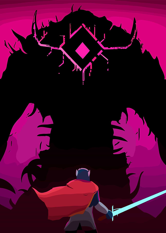Hero facing a monstrous entity