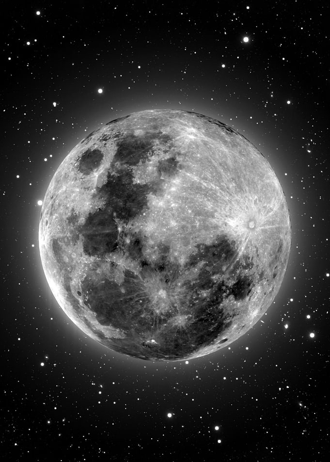 Full Moon in Starry Night Sky