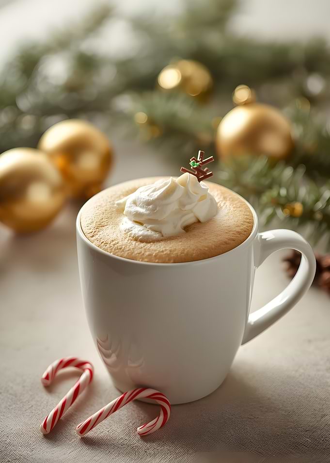 Festive Coffee with Christmas Decorations