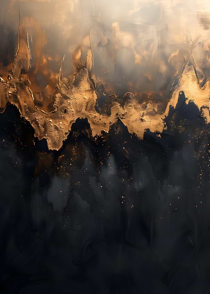 Abstract Gold and Black Texture Painting