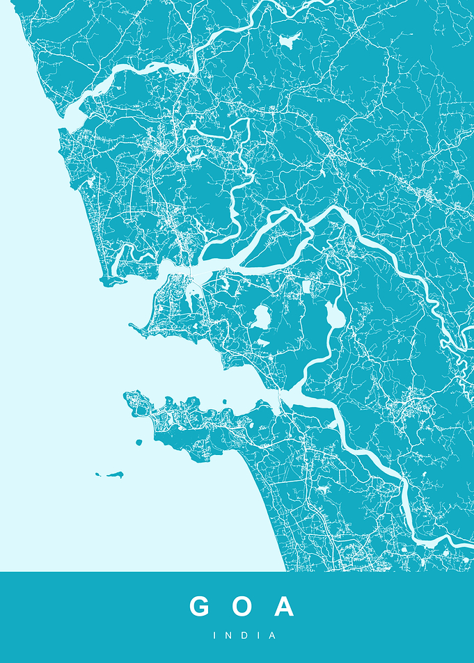 Goa, India Map Art Print