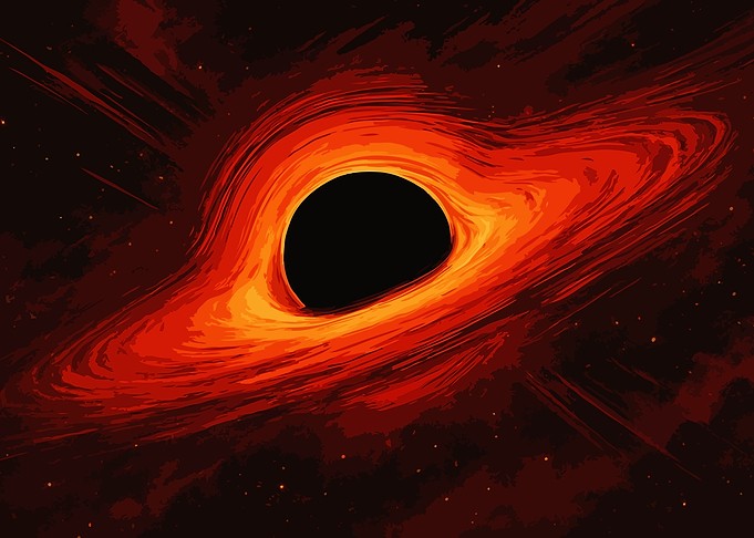 Pixelated Orange Red Black Hole Illustration Art