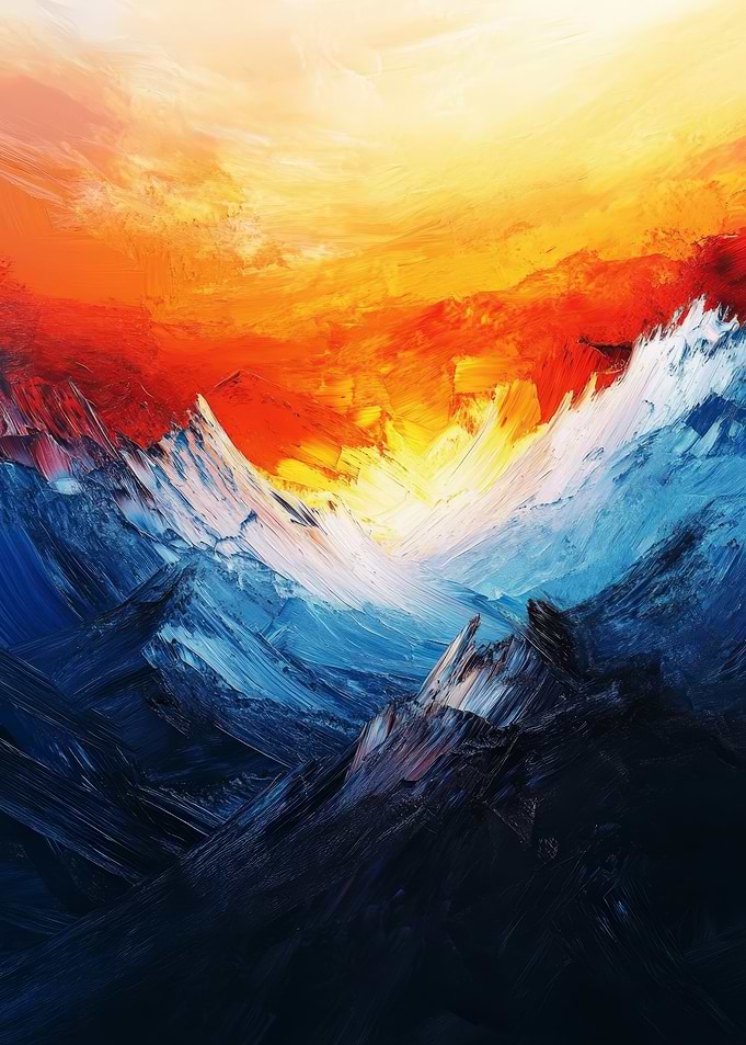 Abstract Mountain Landscape Painting
