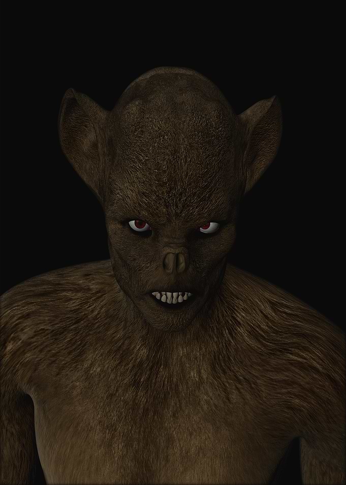 Furry Monster with Red Eyes