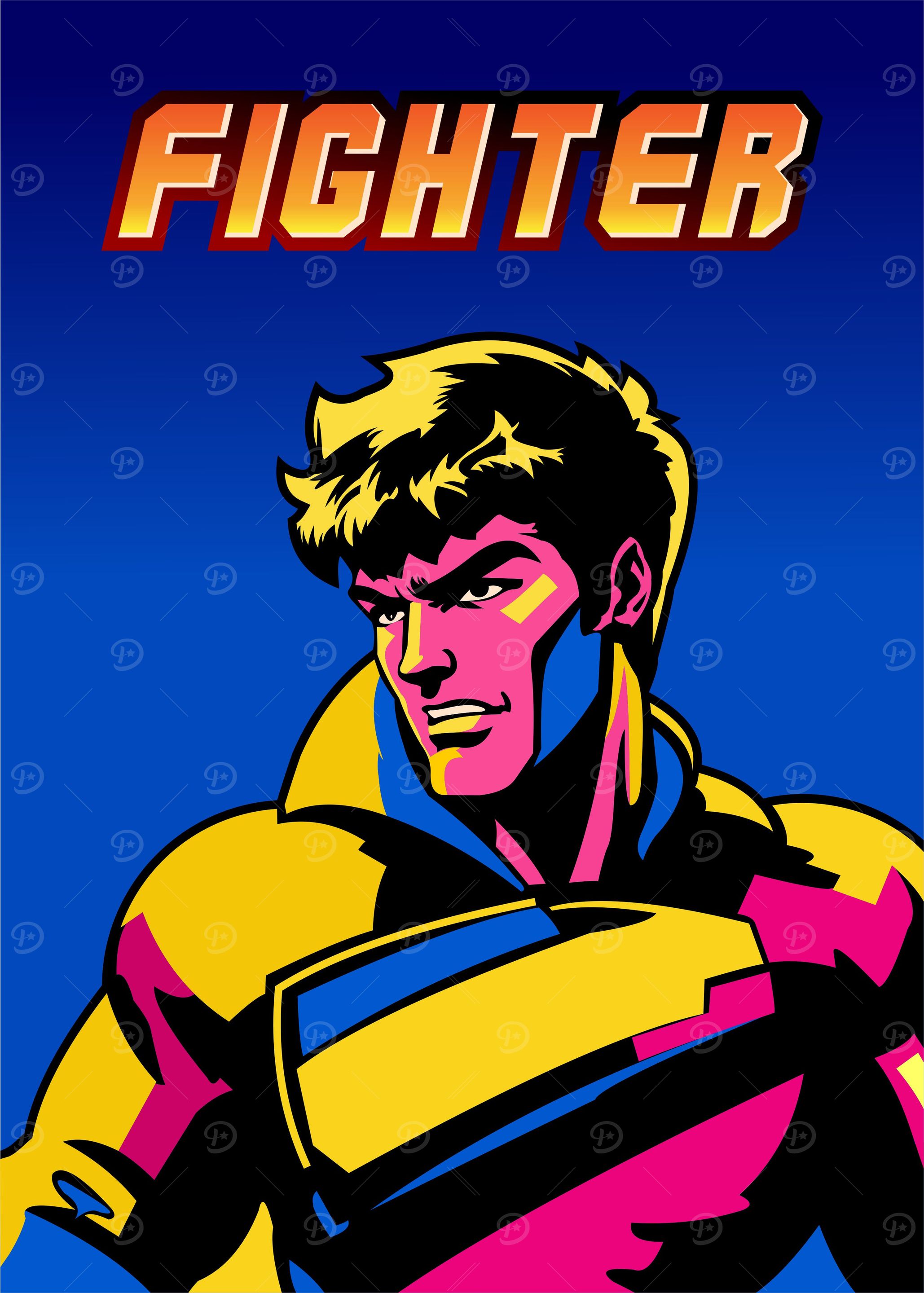Fighter Illustration with Bold Colors