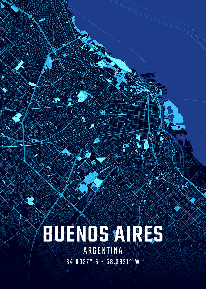 Buenos Aires Midnight City Map