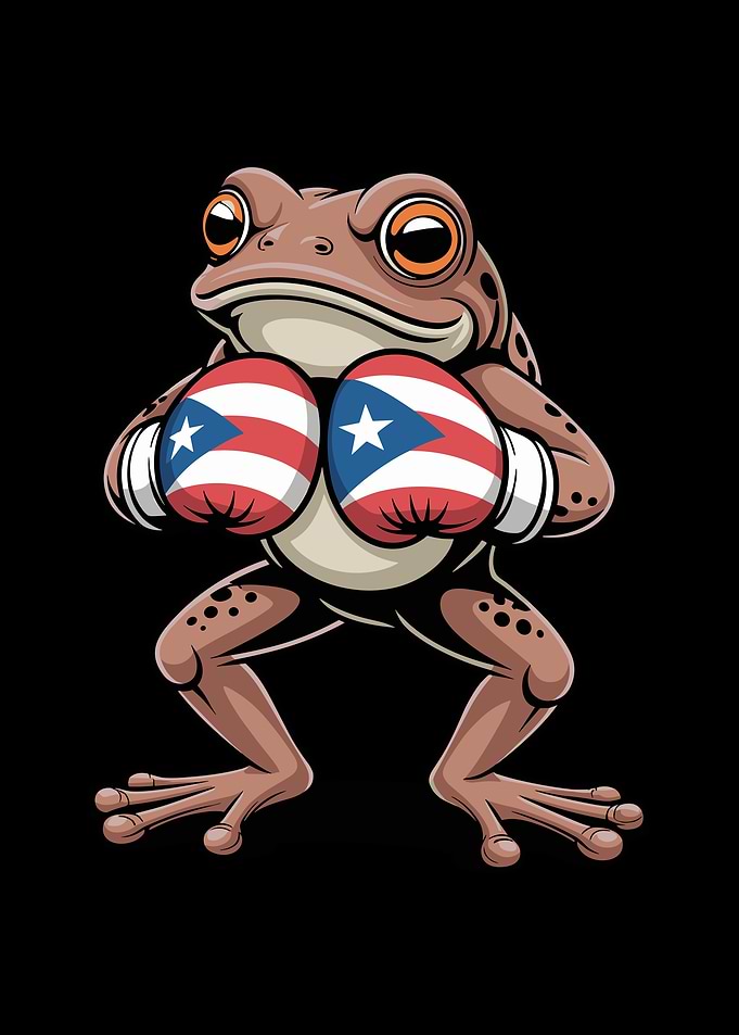Frog Boxer with Puerto Rican Gloves