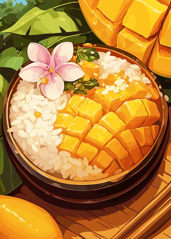 Mango Sticky Rice Illustration