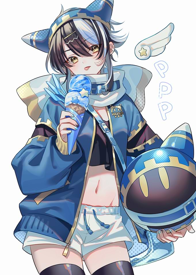 Anime Girl with Ice Cream and Helmet