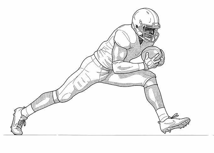 American Football Player Line Art