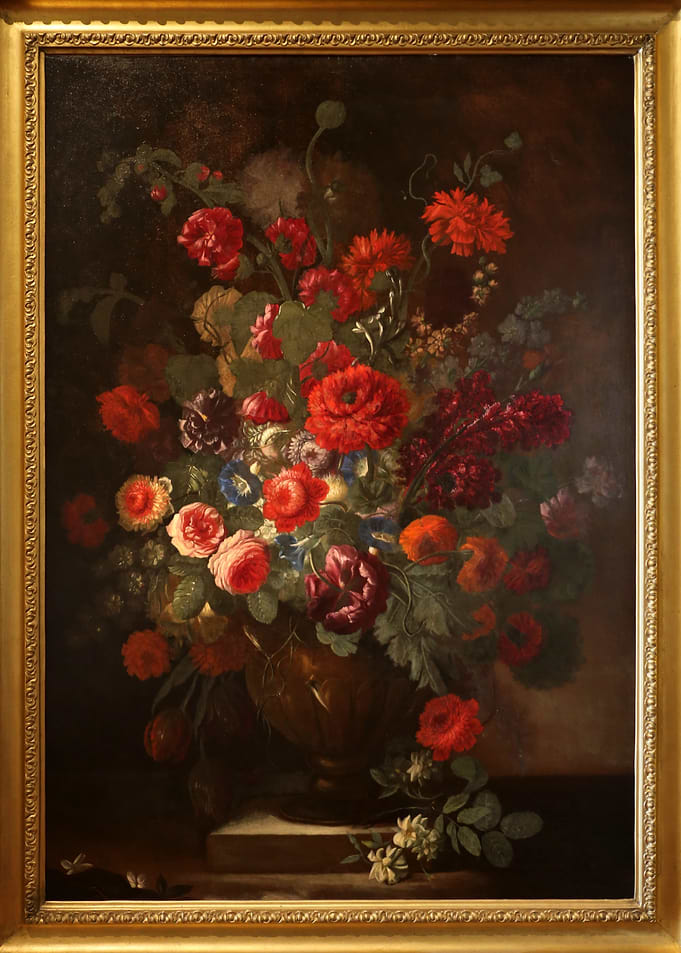 Floral Still Life Painting in Gold Frame