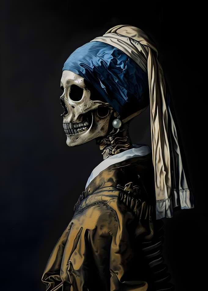 Skeleton with a Pearl Earring Parody