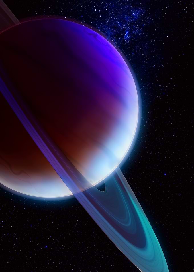 Purple and Brown Ringed Planet