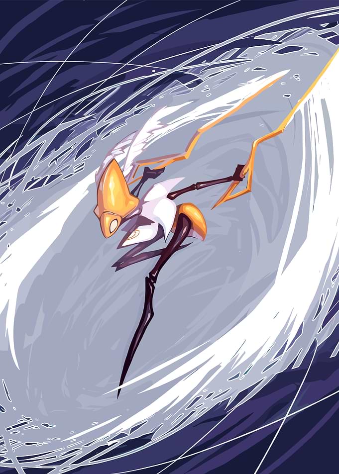 Abstract Character with Golden Accents