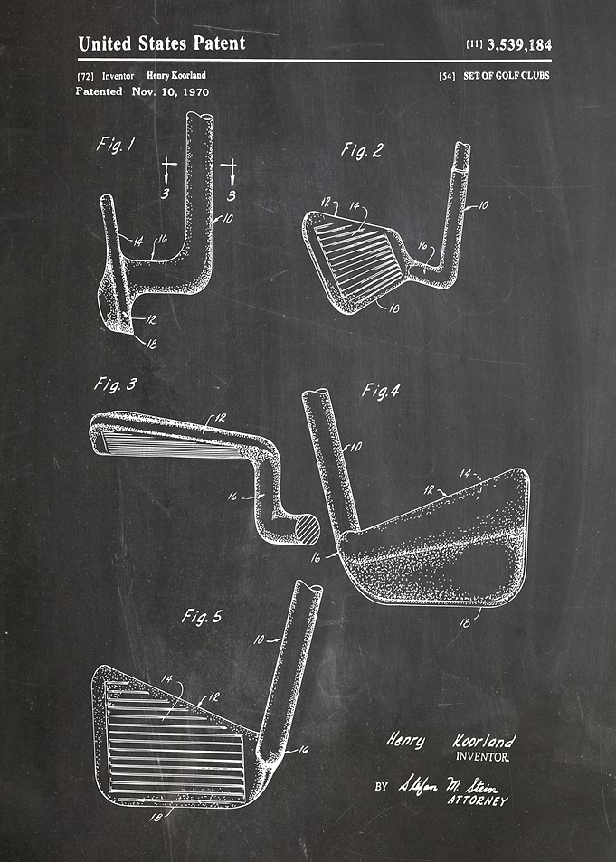 Golf Clubs Patent Blueprint