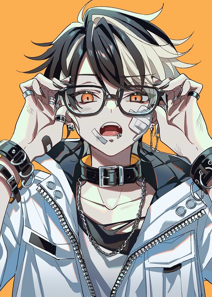 Anime Boy with Piercings and Bandages