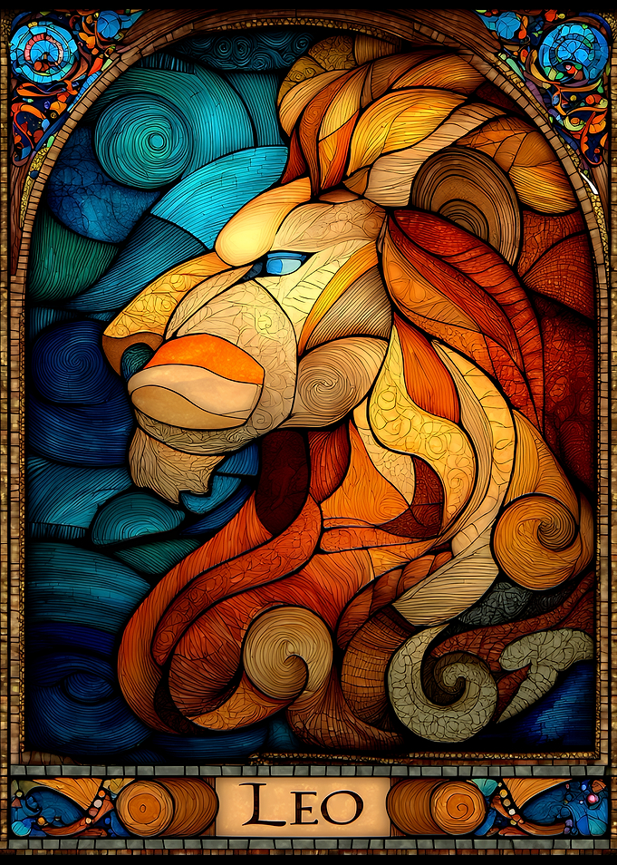 Leo Zodiac Sign Stained Glass Art
