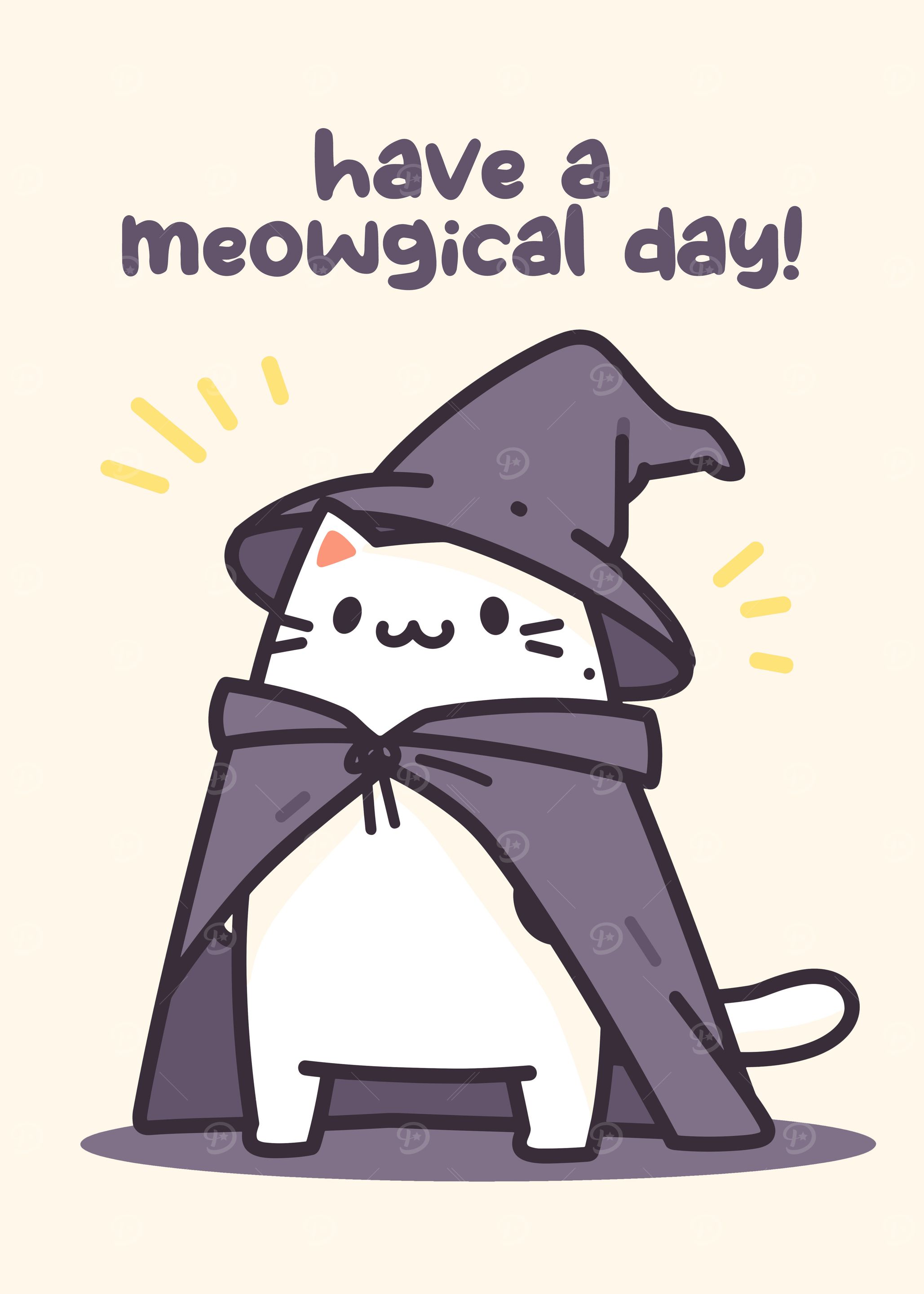 Meowgical Day Cat Witch Illustration