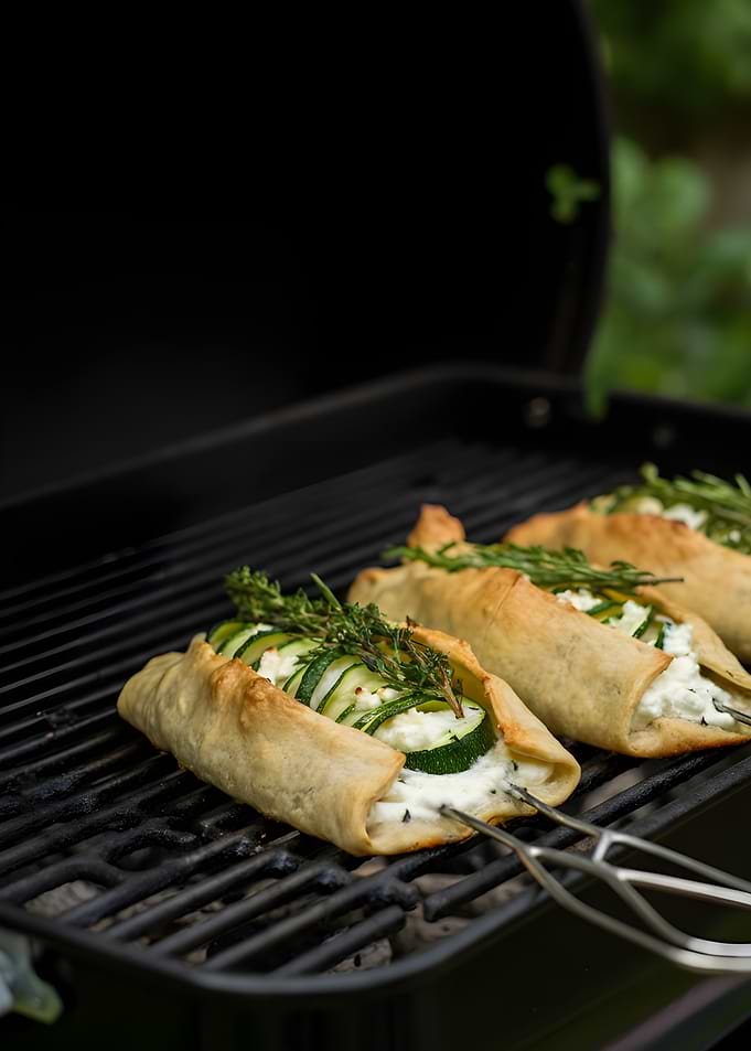 Grilled Zucchini and Cheese Rolls