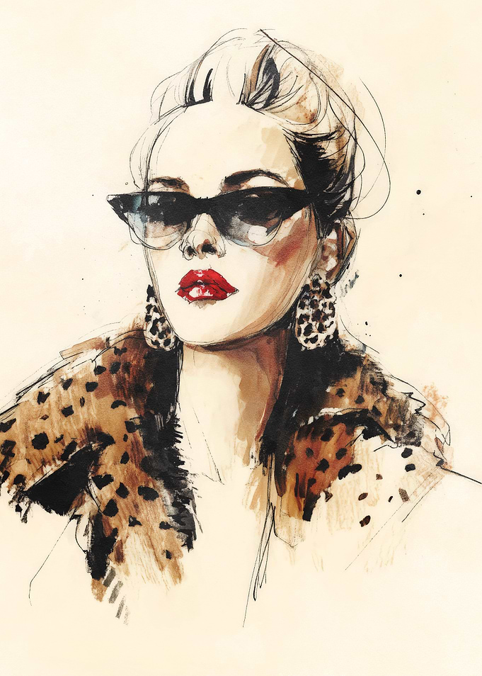 Fashionable Woman with Leopard Print Coat