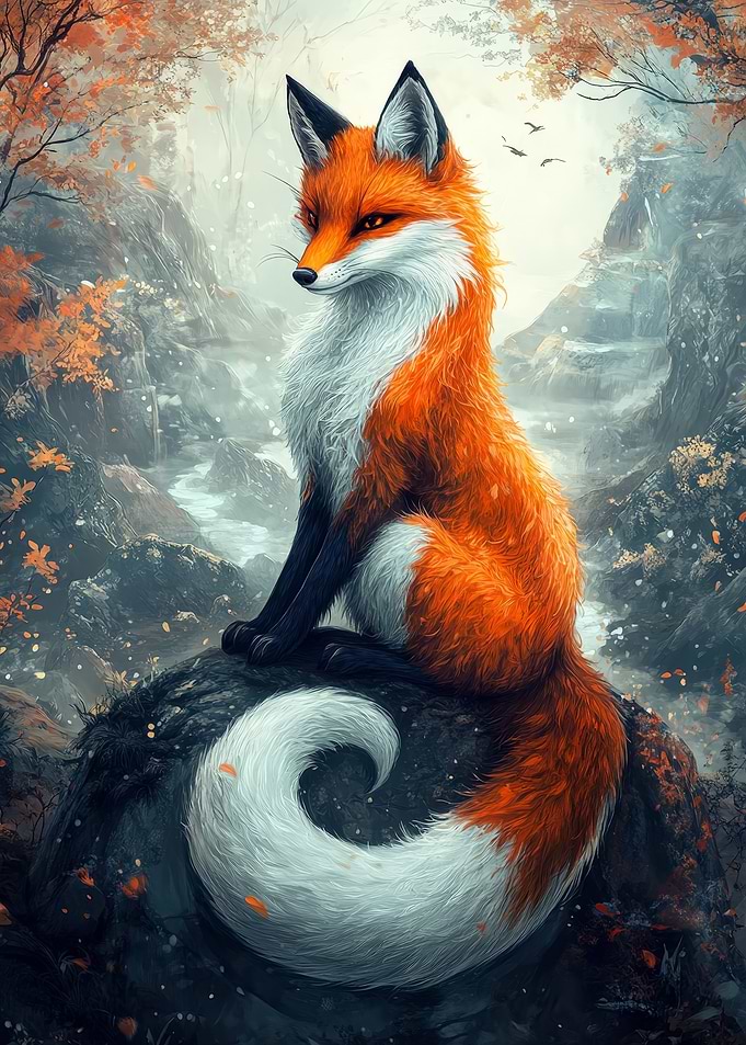 Fox in Autumn Landscape