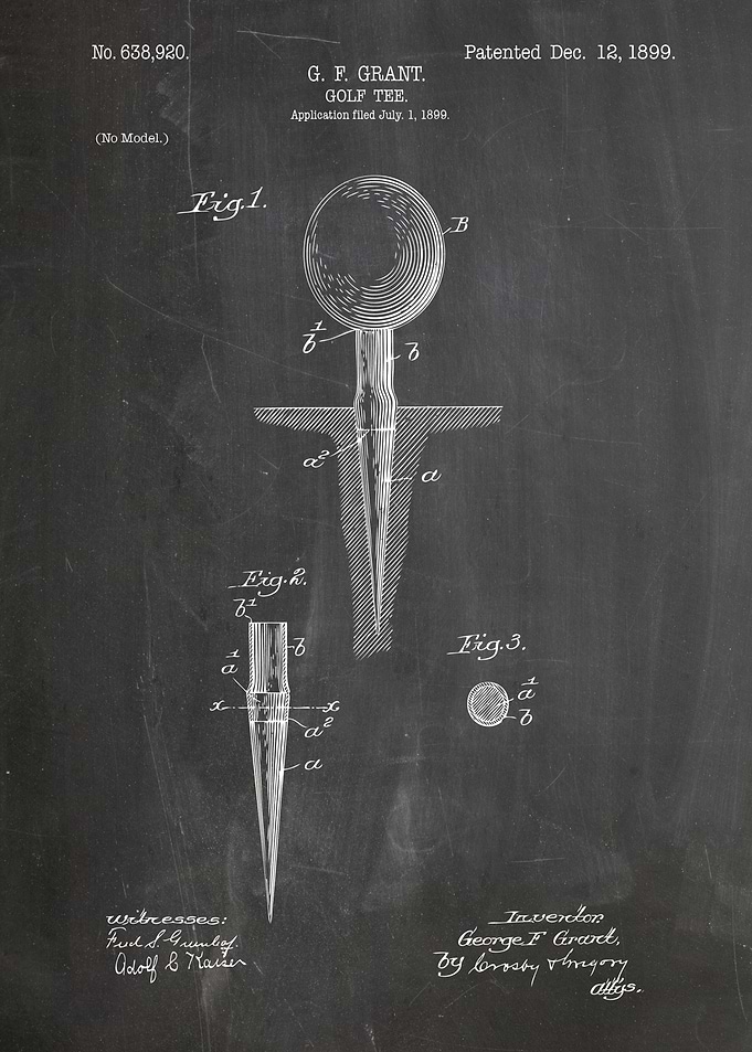 Golf Tee Patent Drawing, 1899