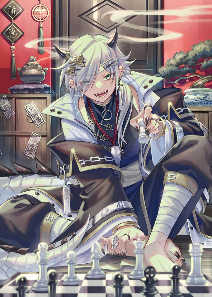 Anime Demon Playing Chess