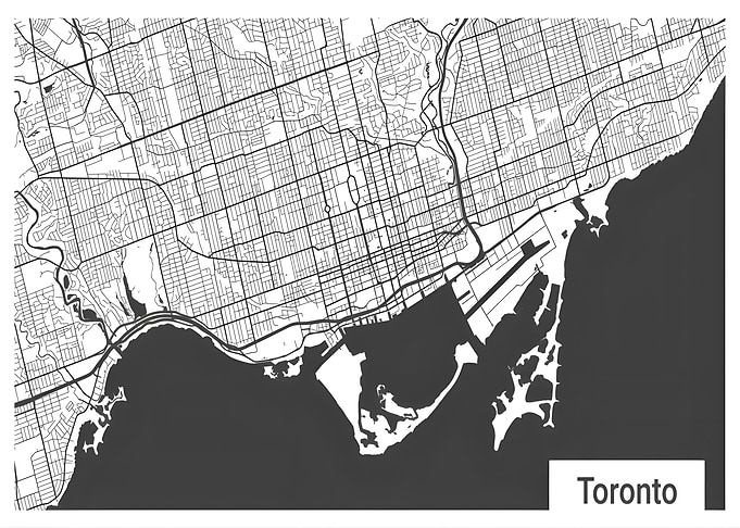 Toronto City Map Black and White