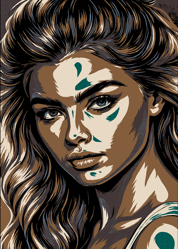 Portrait of a Woman with Face Paint