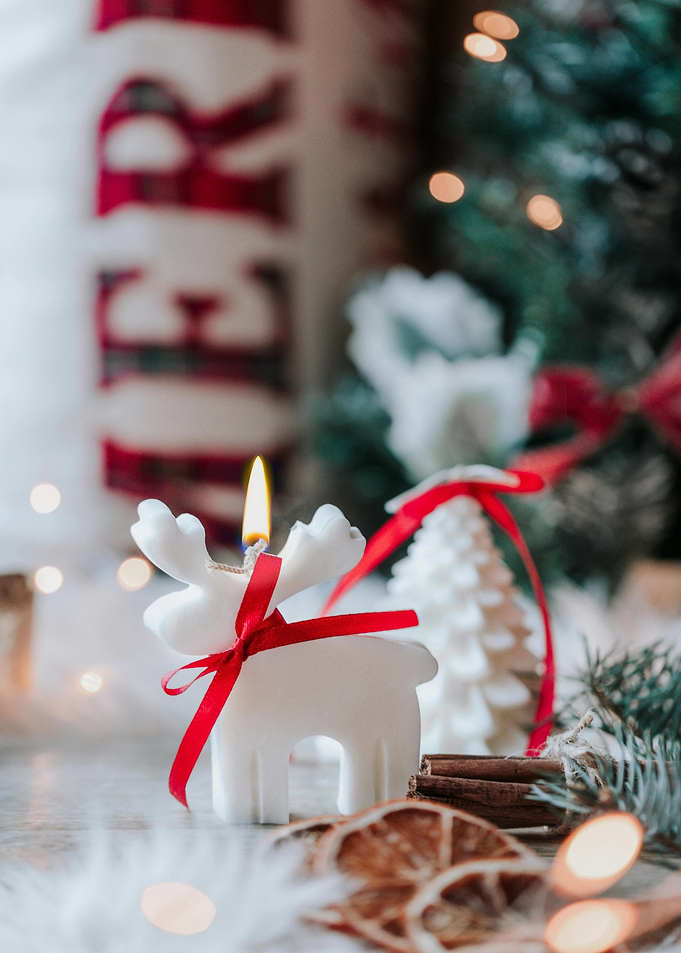 Festive Christmas Deer Candle Still Life