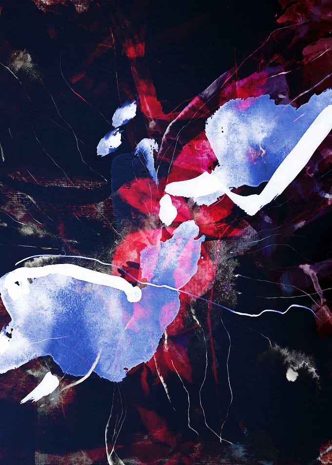 Abstract Night Sky with Blue and Red
